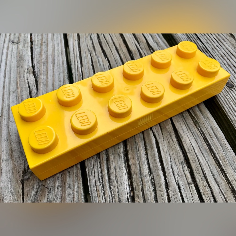 LEGO Yellow Building Block Shaped Pencil Case Pink Small Storage Box Container - Picture 2 of 13